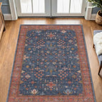 Washable Kitchen Rugs, 3x4 Area Rug for Large Entryway Indoor, Kitchen Mat, Small Rug for Living Room - Stain Resistant Non Skid Non Slip Rubber Backing, Boho Aethestic Décor (3x4 Navy Blue) - Image 3