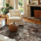 Entryway Rug 3x5 Brown Bedroom Area Rug Washable Non Slip Abstract Coffee Boho Rugs for Indoor Entry, Kitchen, Classroom, Bathroom, Kids Girls Room, Office, College Dorm Small Carpet - Image 3