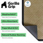 GORILLA GRIP WeatherMAX Door Mat, Indoor Outdoor Use, 72x24, Beige Diamond - Image 2