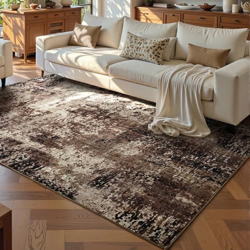 Ompaa Living Room Rug 5x7 Brown Area Rug Machine Washable Boho Coffee Rug Non Slip Abstract Vintage Indoor Large Rugs for Bedroom, Classroom, College Dorm, Farmhouse, Dining Room, Kids Playroom - Image 2