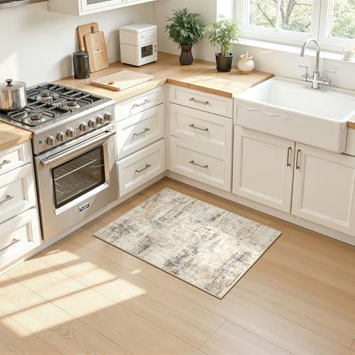 2x3 Area Rugs for Entryway Bathroom, Gold Abstract Kitchen Mats for Floor - Image 4