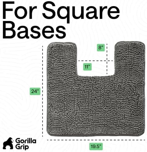 GORILLA GRIP Chenille Bath Rug Mat for Square Toilet Base, 24x19 Charcoal - Image 2