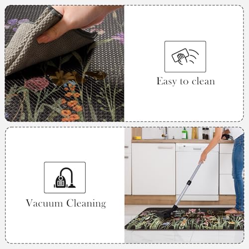 KIMODE Kitchen Mats Cushioned Anti Fatigue, Black Farmhouse Kitchen Rugs - Image 5