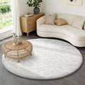 Ophanie Round Rug 6Ft White Circle Area Rug, Aesthetic Room Decor, Fluffy Fuzzy Bedroom Carpet, Plush Soft Shaggy Living Room Rugs for Kids Home, Nursery with Over 99 pcs Pile fibers by Ophanie