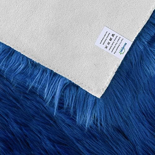 2x3 Navy Blue Faux Fur Area Rug Fluffy Soft Washable for Entryway Bedroom - Image 4