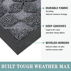 Bulijojo Sturdy Front Entrance Doormats,Durable Heavy Duty Welcome Mat,Thick Absorbent Natural Rubber Non Slip Mat,Easy Clean Entryway Mat 17"x30" Geometric Grey - Image 3