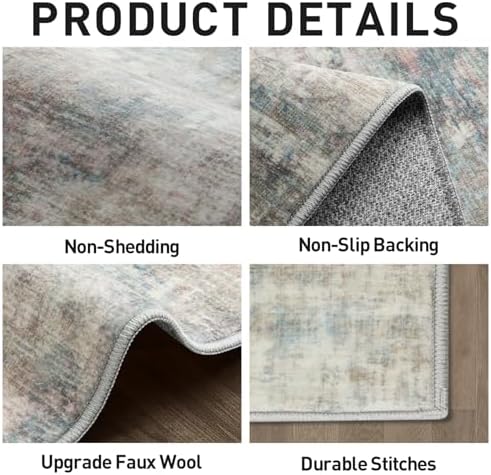 8x10 Area Rugs for Living Room: Washable Abstract Multi Color Carpet - Image 5