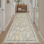 Madane Kitchen Runner 2'6''x8' Soft Rug Runners for Hallways, Green/Gold by Madane
