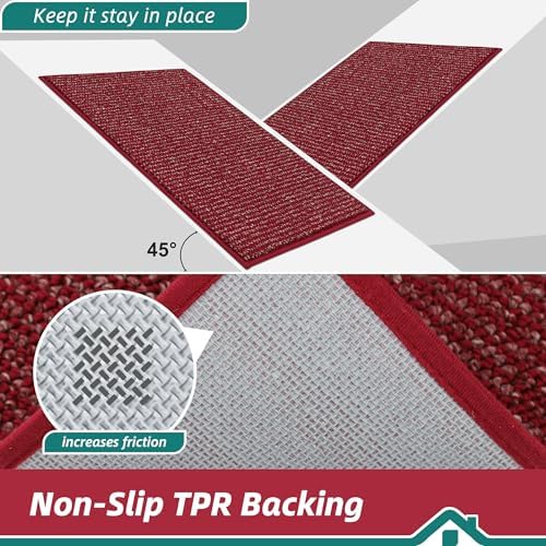 BEQHAUSE Dirt Trapper Door Mat 36" x 60", Non-Slip Washable Doormats, Red - Image 6