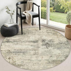 Round Area Rug Living Room: 5 ft Modern Washable Indoor Carpet by FXRHLP