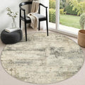 Round Area Rug Living Room: 4 ft Modern Washable Indoor Carpet by FXRHLP