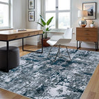 5x7 Area Rugs for Living Room Washable Bedroom Dining Room Navy Grey - Image 3