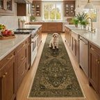 RELEANY Washable Area Rug, Runner 2'x9', Brown/Dark Brown by RELEANY