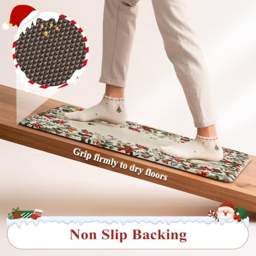 KIMODE Christmas Decor Kitchen Mats Cushioned Anti Fatigue,Beige Decoration - Image 5
