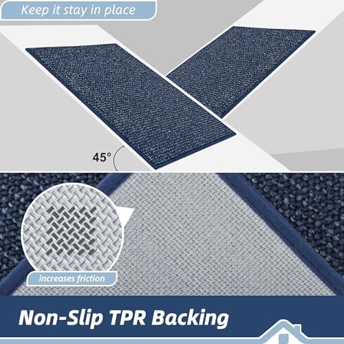 BEQHAUSE Dirt Trapper Door Mat 20" x 48", Non-Slip Washable Doormats, Blue - Image 6