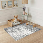 Washable 2x3 Entryway Area Rugs: Abstract Water Resistant Kitchen Rug Non-Slip Durable Doormat for High-Traffic Area Soft Bedroom Beside Carpet Indoor Low Pile Floor Mat for Families(2x3,Black/Grey) - Image 2