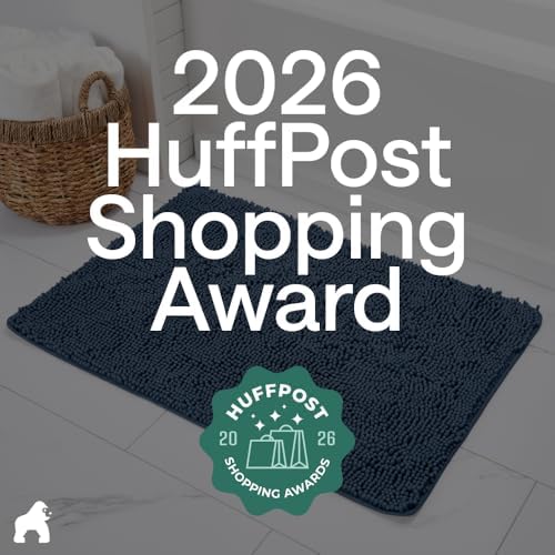 GORILLA GRIP Bath Rug Mat for Bathroom, Absorbent Chenille, 48x24 Navy Blue - Image 6