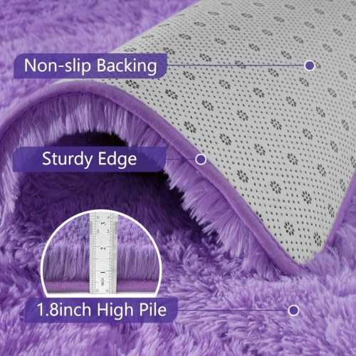 2x3 Purple Fluffy Soft Area Rug Non-Slip for Entryway Bedroom Dorm Hallway - Image 6