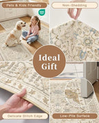 Madane 2-Piece Area Rugs Set, Small Kitchen Runner Non-Slip, Beige/Blue - Image 6