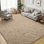 PLHXFR 5x7 Area Rugs Living Room: Fluffy Bedroom Rug Shag Carpet Camel - Image 3