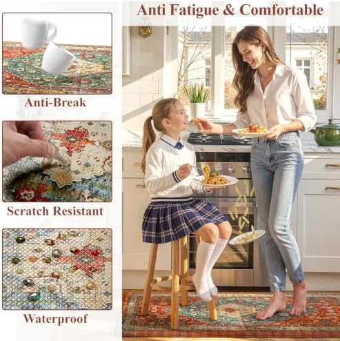 Collive Boho Cushioned Kitchen Mat, Anti Fatigue Mats for Kitchen Floor - Image 6