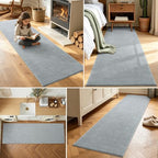 2x6 Light Grey Solid Runner Rug Washable Non-Slip for Kitchen Hallway - Image 3