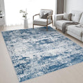 5x7 Area Rug Living Room: Modern Washable Indoor Soft Carpet Blue by FXRHLP