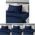 Amazon Basics Lightweight Super Soft Easy Care Wrinkle Free Microfiber 3 Piece Bed Sheet Set with 14-Inch Deep Pockets, Twin, Navy Blue, Solid, Kids, Men & Women Bedding (Pack of 4)