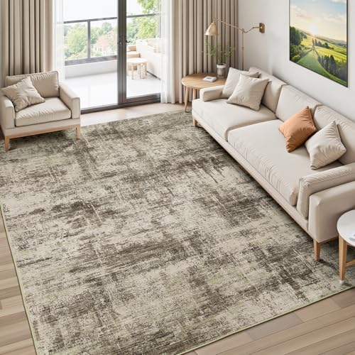Lofus 5x7 Area Rug for Living Room, Abstract Washable Non-Slip Rugs, Brown by Lofus