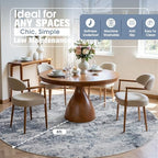 Aelenmu Round Rug 8ft Washable Rug for Dining Room Living Room Blue Grey - Image 3