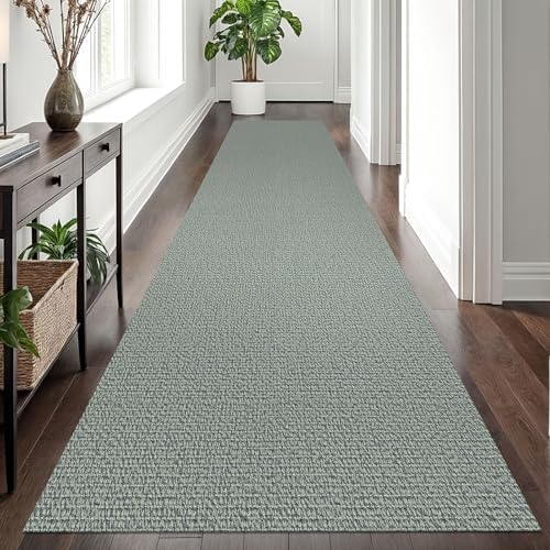 EARTHALL Washable Runner Rug, Non Slip Hallway Runner, 3x12 Ft, Green/Grey - Image 6