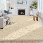 6x9 Fluffy Shag Area Rugs for Living Room Bedroom: Soft Plush Carpet Beige by CarpetAddColortoYourLife