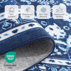 5x7 Area Rugs for Living Room, Washable Non-Slip Rug, Oriental Dark Blue - Image 5