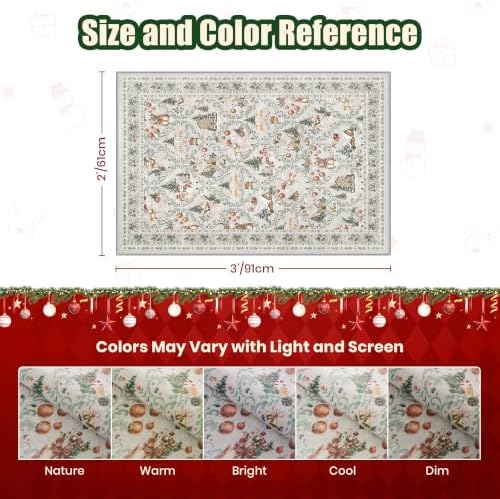 2x3 Christmas Rug,Small Washable Entryway Rug Non Slip,Grey - Image 2