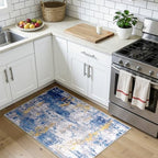 RELEANY Washable 3'x4' Abstract Area Rug for Living Room Blue Gold - Image 3