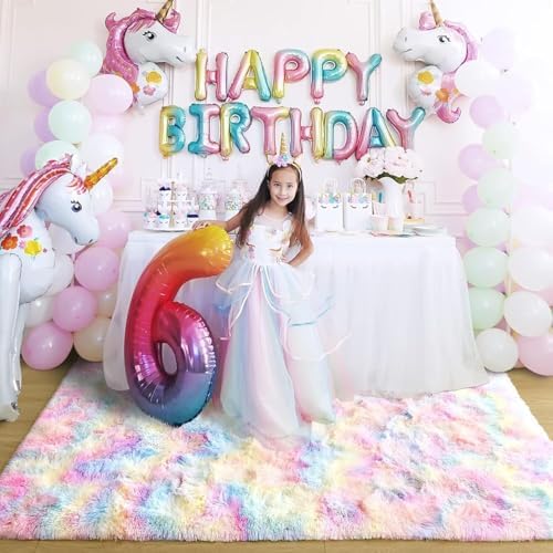 8x10 Extra Large Rainbow Fluffy Soft Area Rug Non-Slip for Kids Bedroom - Image 6