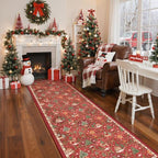 Madane Christmas Hallway Runner Rug 2x8, Washable Red Kitchen Rugs Non-Slip - Image 2