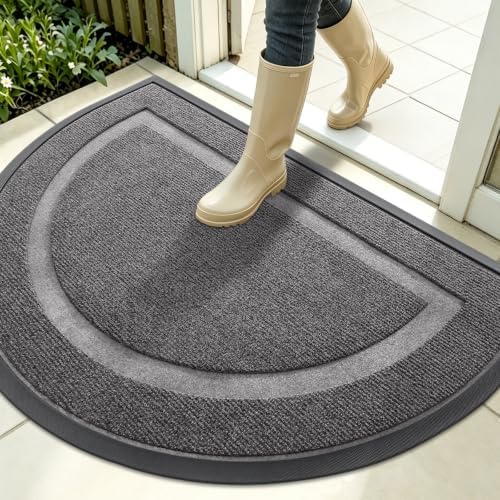 OLANLY Half Circle Front Door Mat Outside 35x23 All-Season Rubber Doormat by OLANLY