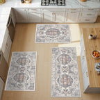 4 Pieces Kitchen Rug Set: Washable Water Resisitant Carpet for Sink Stove Area Soft Floor Mats with Non-Slip Backing for Bathroom Low-Pile Runners for Family with Elderly Dogs(2x3+2x4+2x5+2x6,Brick) by HYHAOYUNLAI