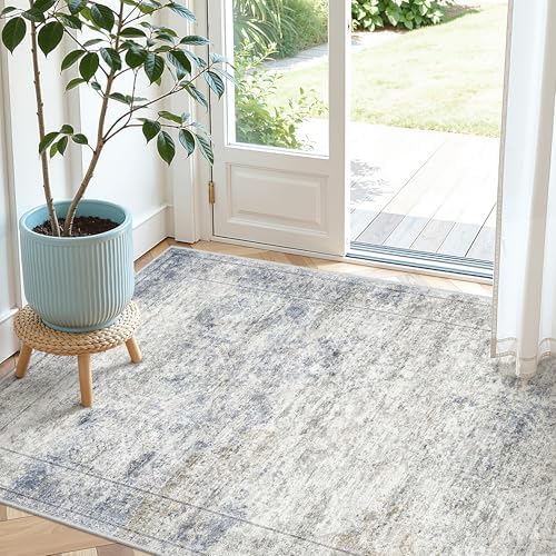 3x4 Rugs for Entryway,Washable Area Rug,Blue by Restydon