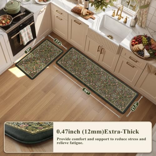 Collive Kitchen Mats Cushioned Anti Fatigue, Olive Green Kitchen Floor Mat - Image 2