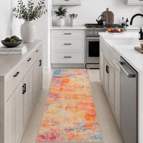 2x6 Washable Runner Rug：Modern Abstract Soft Carpet Galaxy Haze by FXRHLP
