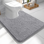 OLANLY Toilet Rugs U-Shaped 24x24, Soft Absorbent Chenille Contour Rugs by OLANLY