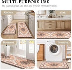 Boho Kitchen Mats for Floor 2PC Anti Fatigue Kitchen Rugs, Orange - Image 6