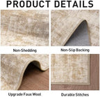 5x7 Area Rugs for Living Room: Washable Abstract Beige Bedroom Carpet - Image 5