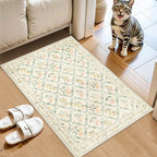 PLHXFR 2x3 Small Entryway Rug: Floral Washable Indoor Carpet Beige Multi - Image 2