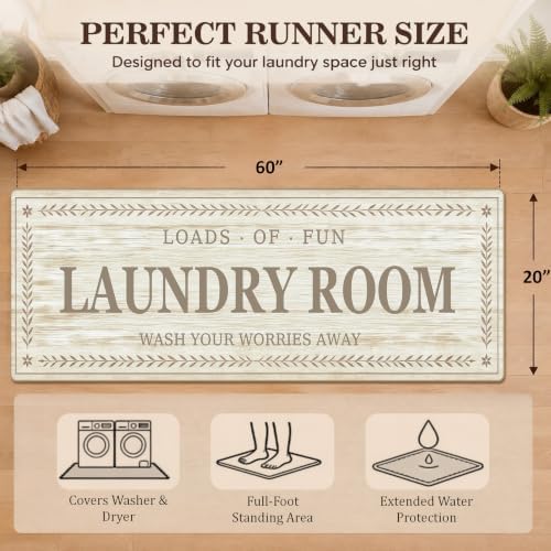 Soft Laundry Room Rug Runner, 20"x60", Washable, Non-Slip Thick Mat - Image 2