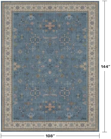 Hazo Haus Boho 9x12 Soft Rugs for Living Room - Dark Blue Rugs for Bedroom Aesthetic, Dining Room Under Kitchen Table, Washable Soft Non Slip Large Area Eclectic Unique Décor - Image 2