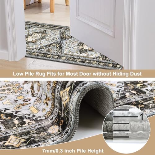 Yamaziot Washable Runner Rug, 2x8 Non-Slip Boho Vintage Hallway Kitchen Rug - Image 4