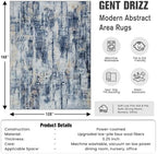10x14 Area Rugs for Living Room: Washable Abstract Blue Gold Bedroom Carpet - Image 2